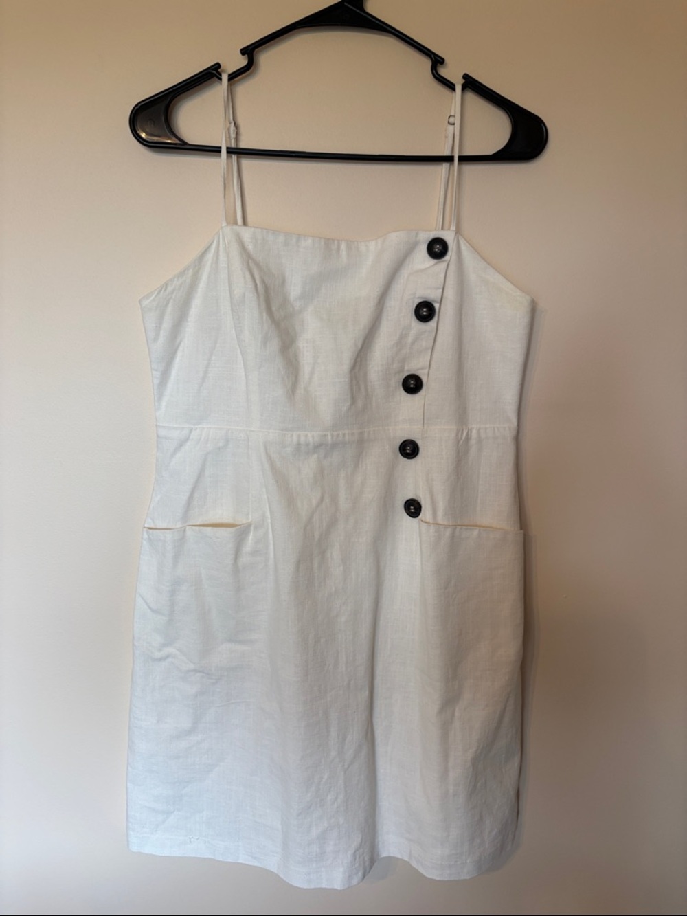 Astr Off Whitw Mini Dress with Brown Button Accents